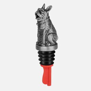French Bulldog Bottle Pourer/Stopper in Aged Silver